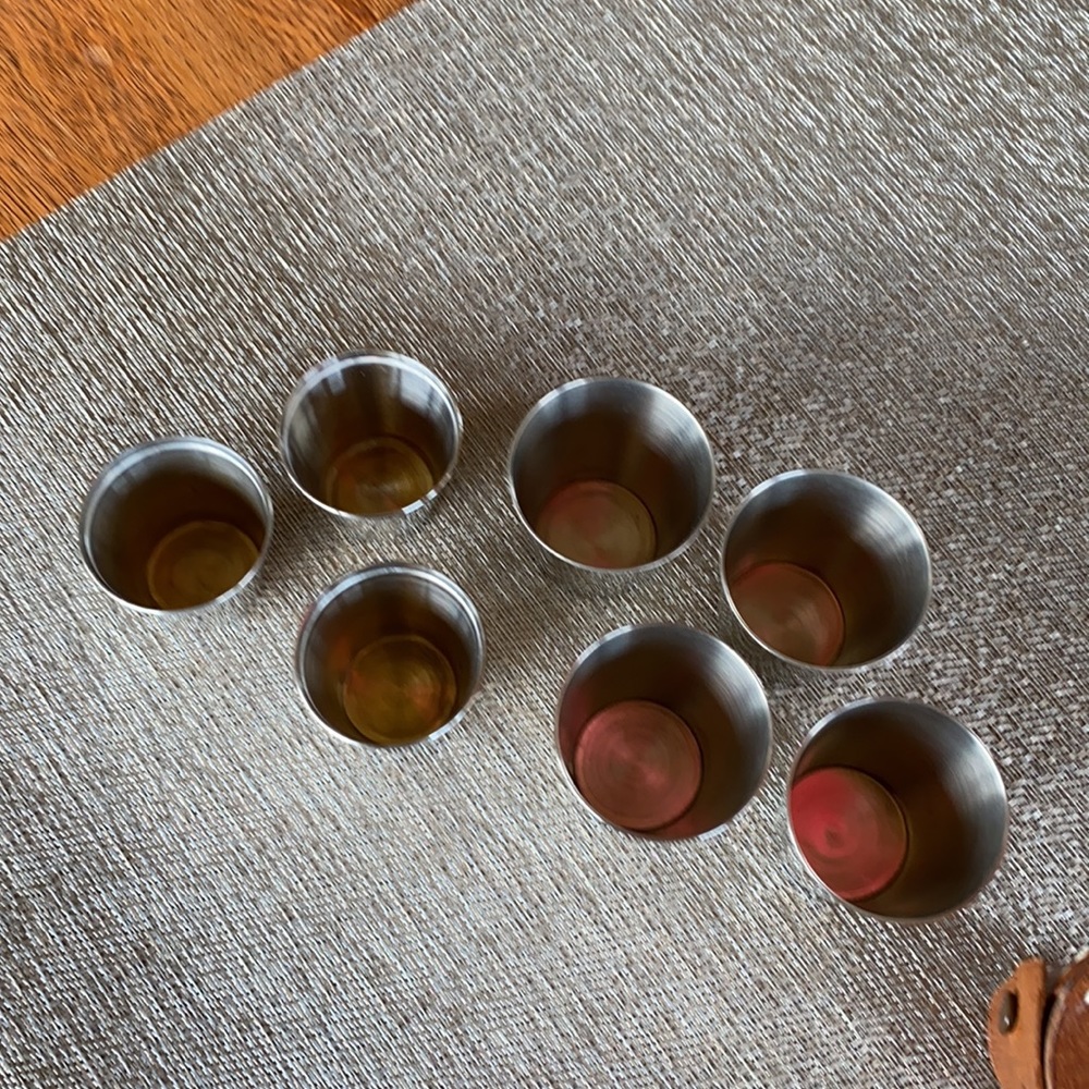 Vintage Metal Shot Glasses in Leather Rupp Case - Picture 5 of 12